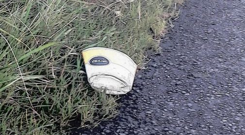 A discarded coffee cup at the edge of the verge
